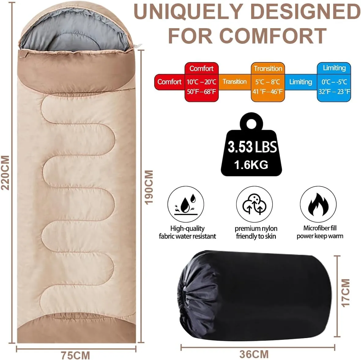 Sleeping Bag for Adults Backpacking Camping Hiking Detachable Washable Liner Cotton Single Camping Sleeping Bag 4 Seasons Cold Warm Weather Winter Fall Spring Summer Indoor Outdoor Use