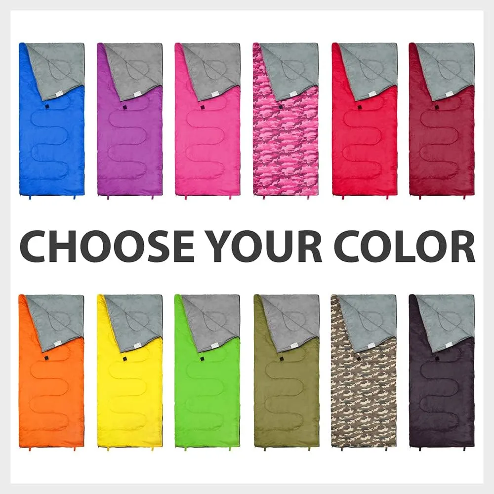 Sleeping Bag Indoor & Outdoor Use. Great for Kids, Boys, Girls, Teens & Adults. Ultralight and Compact Bags are Perfect for Hiking, Backpacking & Camping