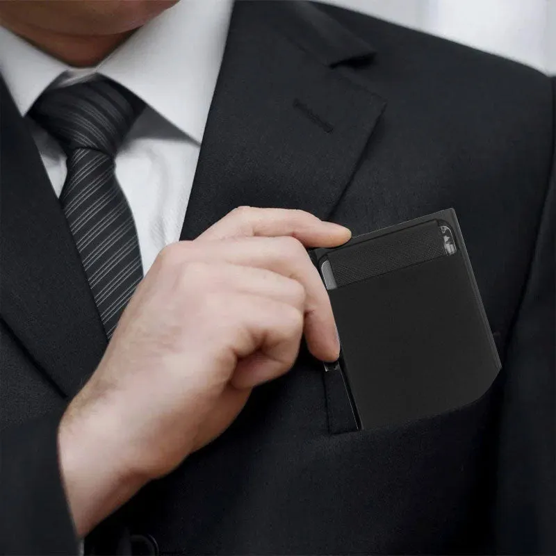 Slim Aluminum Pop up RFID Wallet With Elasticity Back Pouch