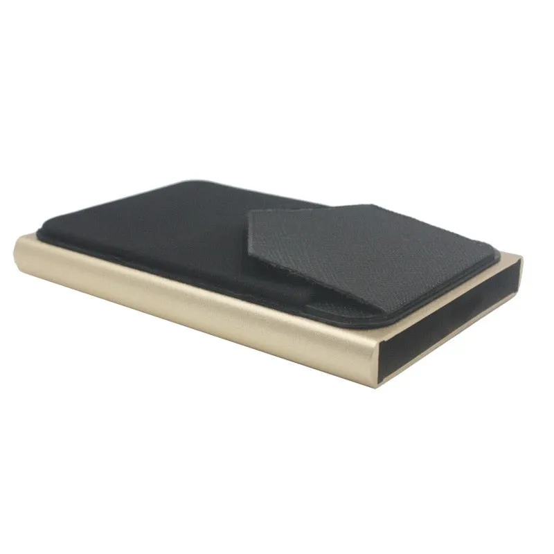 Slim Aluminum Pop up RFID Wallet With Elasticity Back Pouch