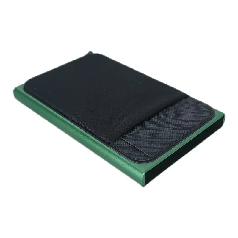 Slim Aluminum Pop up RFID Wallet With Elasticity Back Pouch