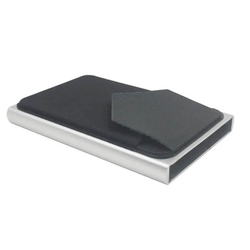 Slim Aluminum Pop up RFID Wallet With Elasticity Back Pouch