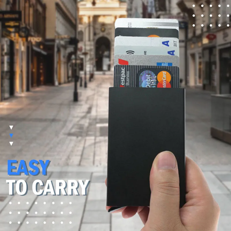 Slim Aluminum Pop up RFID Wallet With Elasticity Back Pouch