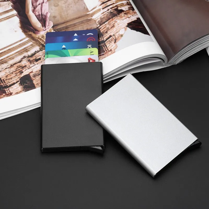 Slim Aluminum Pop up RFID Wallet With Elasticity Back Pouch