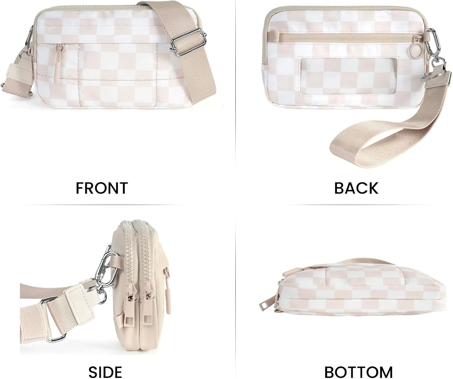 Small Crossbody Bags for Women Nylon Quilted Wristlet RFID Wallets with 4 Zipper Carry All Purse Credit Card Holder