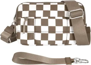 Small Crossbody Bags for Women Nylon Quilted Wristlet RFID Wallets with 4 Zipper Carry All Purse Credit Card Holder
