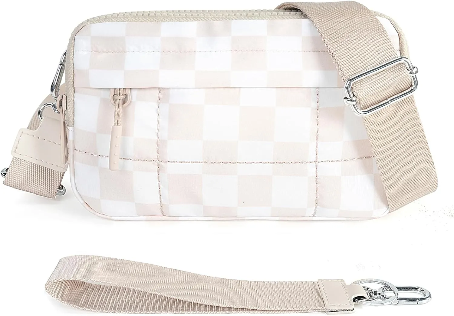 Small Crossbody Bags for Women Nylon Quilted Wristlet RFID Wallets with 4 Zipper Carry All Purse Credit Card Holder