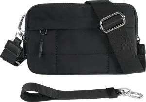 Small Crossbody Bags for Women Nylon Quilted Wristlet RFID Wallets with 4 Zipper Carry All Purse Credit Card Holder