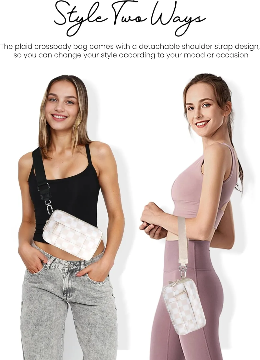 Small Crossbody Bags for Women Nylon Quilted Wristlet RFID Wallets with 4 Zipper Carry All Purse Credit Card Holder