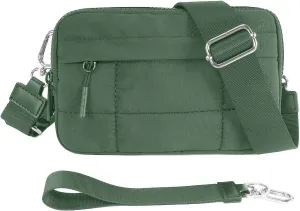 Small Crossbody Bags for Women Nylon Quilted Wristlet RFID Wallets with 4 Zipper Carry All Purse Credit Card Holder