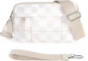 Small Crossbody Bags for Women Nylon Quilted Wristlet RFID Wallets with 4 Zipper Carry All Purse Credit Card Holder