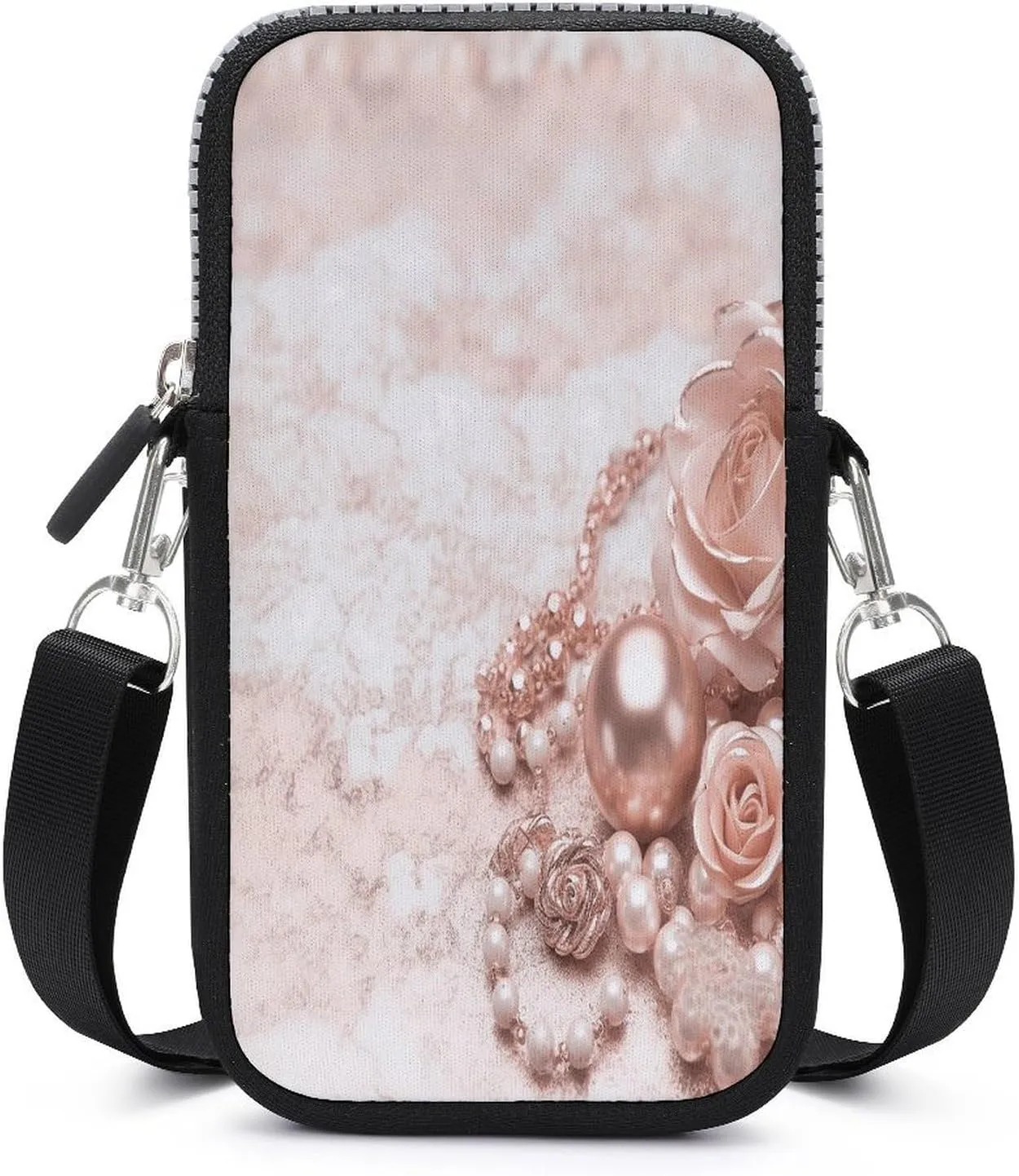 Small Crossbody Bags for Women,Blush Rose Gold Print Mobile Phone Bag,Trendy Cross Body Cell Phone Purse Shoulder Bag