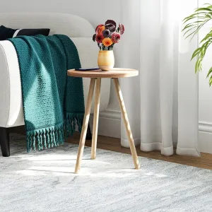 Small Round Side Tables for Living Room, Minimalist Circle Accent End Table Small Spaces Apartments, Modern Night Stand for Bedroom, Office, Nursery (Natural)