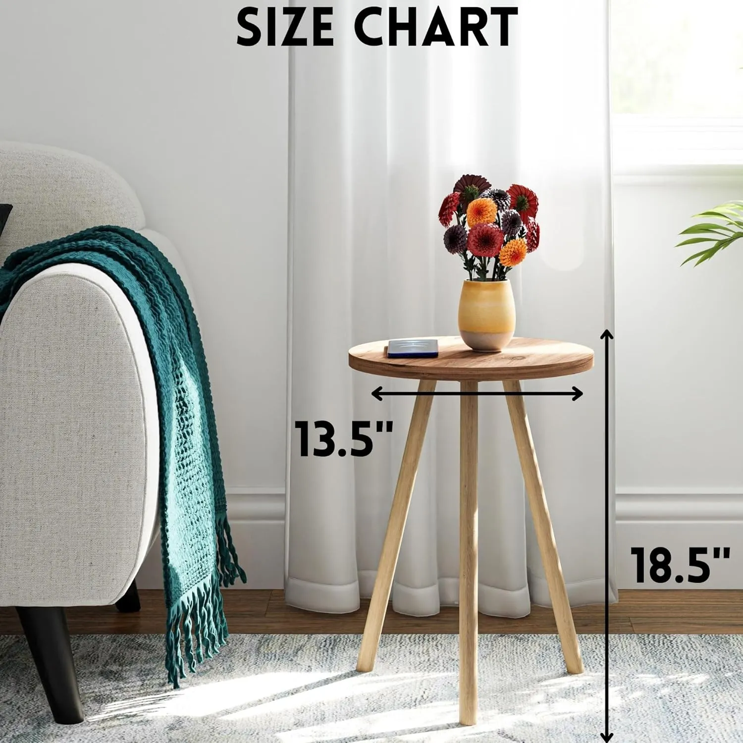 Small Round Side Tables for Living Room, Minimalist Circle Accent End Table Small Spaces Apartments, Modern Night Stand for Bedroom, Office, Nursery (Natural)