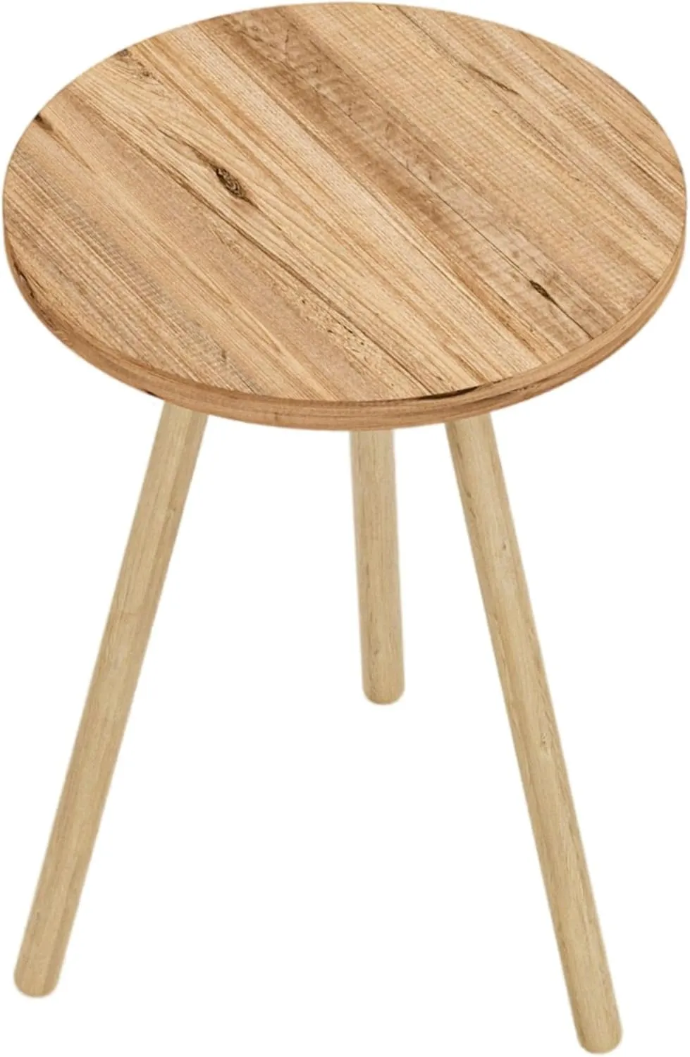 Small Round Side Tables for Living Room, Minimalist Circle Accent End Table Small Spaces Apartments, Modern Night Stand for Bedroom, Office, Nursery (Natural)