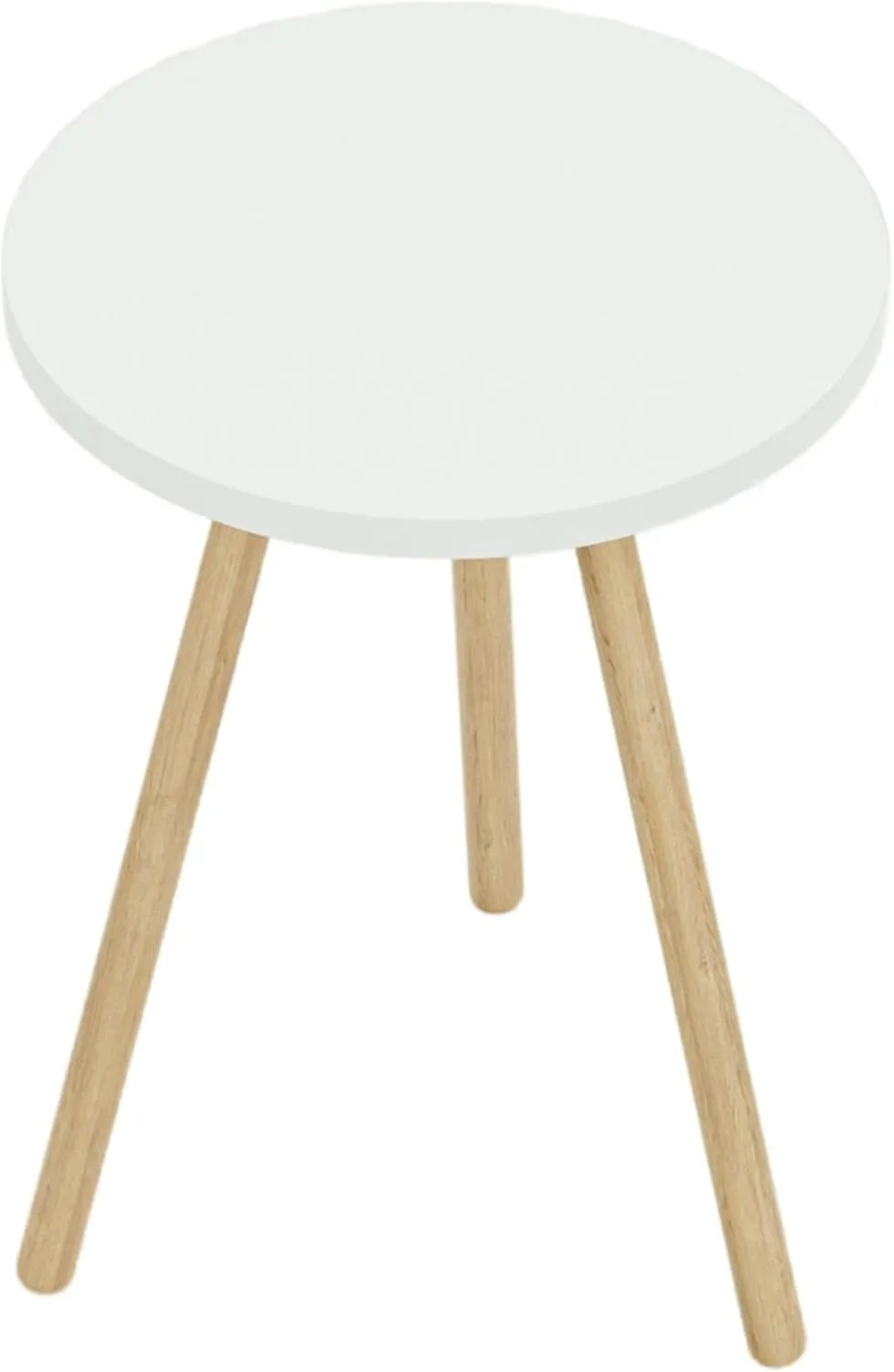 Small Round Side Tables for Living Room, Minimalist Circle Accent End Table Small Spaces Apartments, Modern Night Stand for Bedroom, Office, Nursery (White)