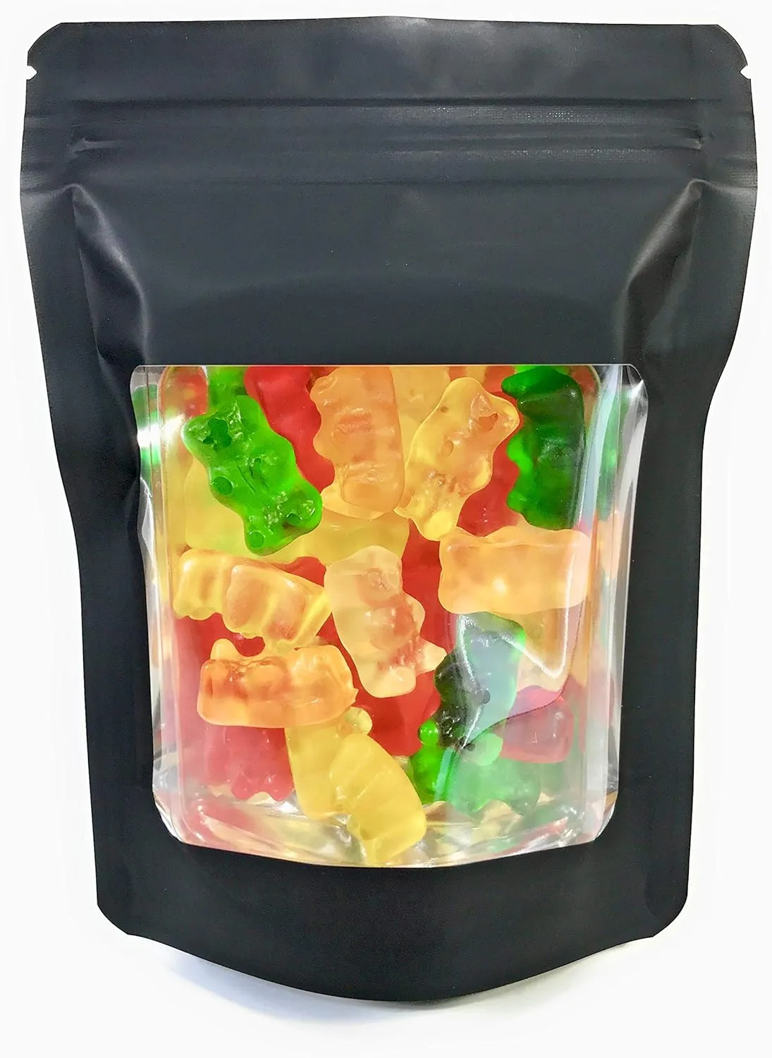 Smell Proof Odor Free Mylar TRAYBAGS (50 pack) Stand Up Foil Pouch, Strong Reusable Zip Seal, 4 Mil Thick. ROYPACK (Matte Black with Window, Small)