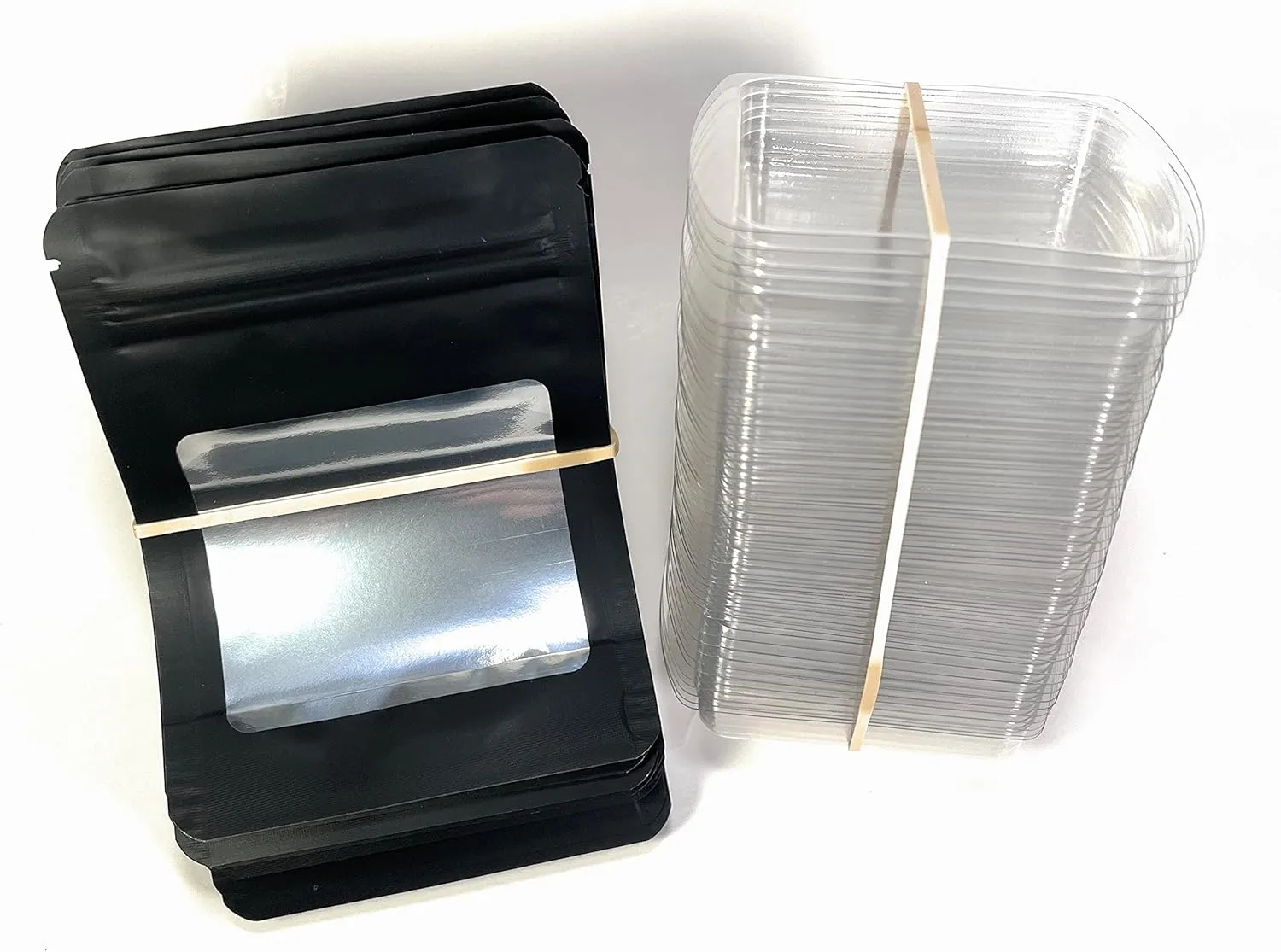 Smell Proof Odor Free Mylar TRAYBAGS (50 pack) Stand Up Foil Pouch, Strong Reusable Zip Seal, 4 Mil Thick. ROYPACK (Matte Black with Window, Small)