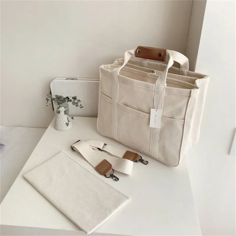 Solid Color Canvas Tote Bag