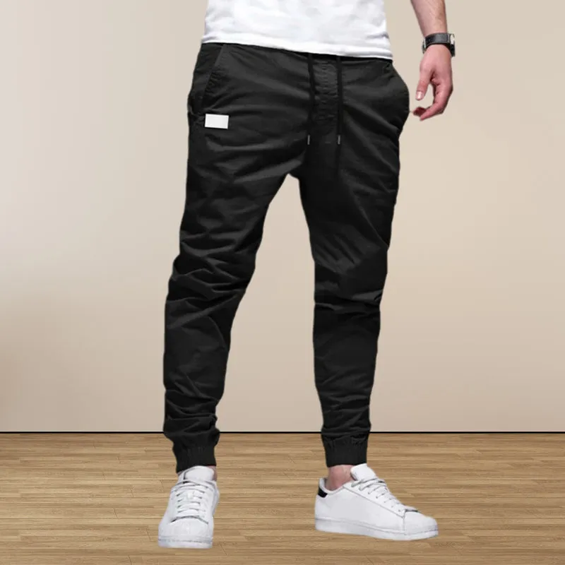Solid Color Drawstring Casual Pants