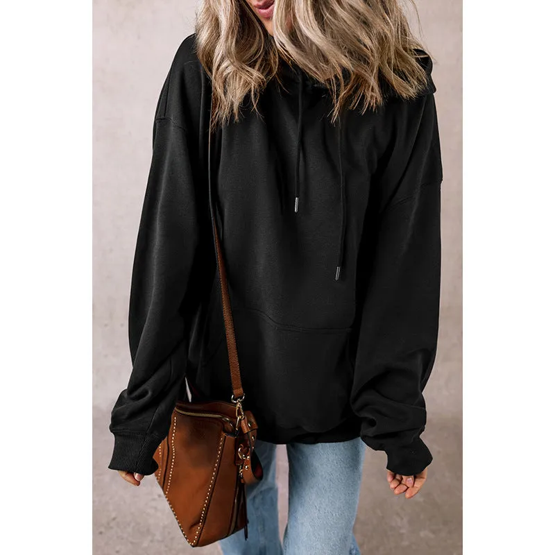 Solid Color Drawstring Hoodie