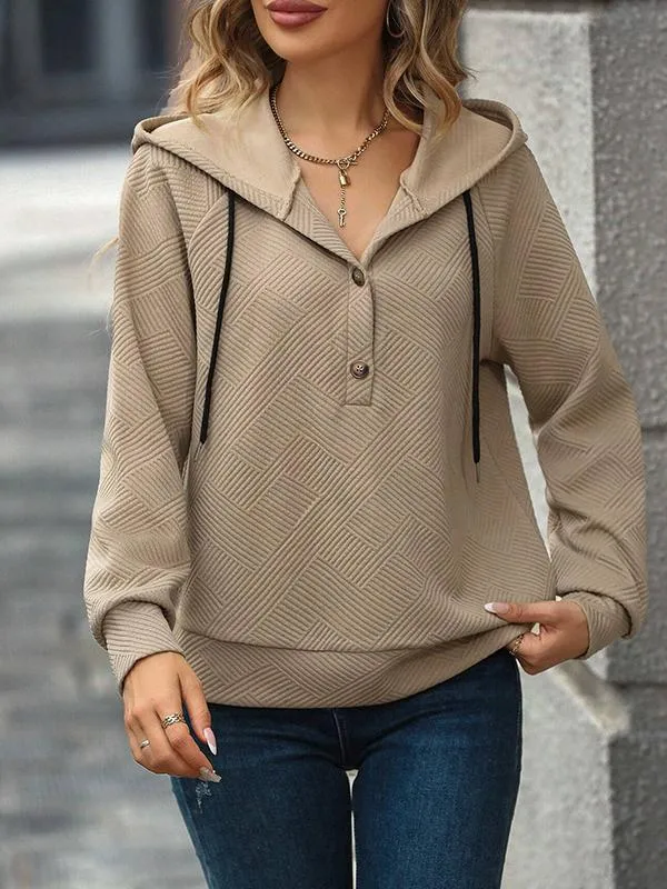 Solid Color Drawstring Hoodie