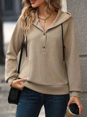 Solid Color Drawstring Hoodie