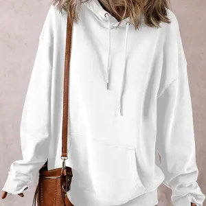 Solid Color Drawstring Hoodie