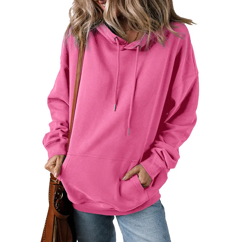 Solid Color Drawstring Hoodie