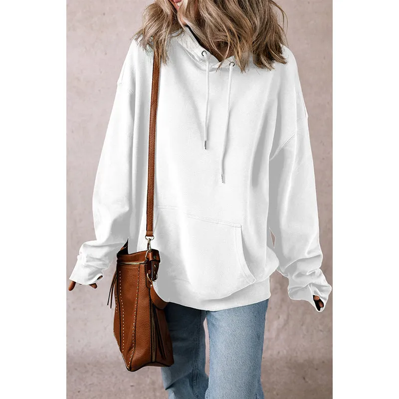 Solid Color Drawstring Hoodie