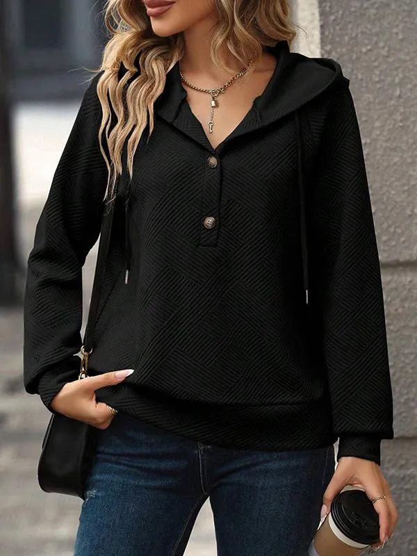 Solid Color Drawstring Hoodie
