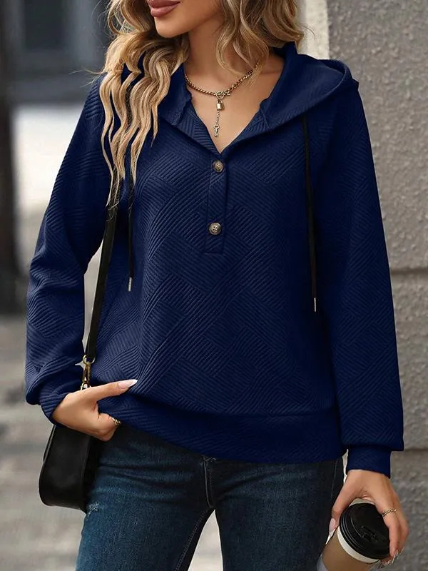 Solid Color Drawstring Hoodie