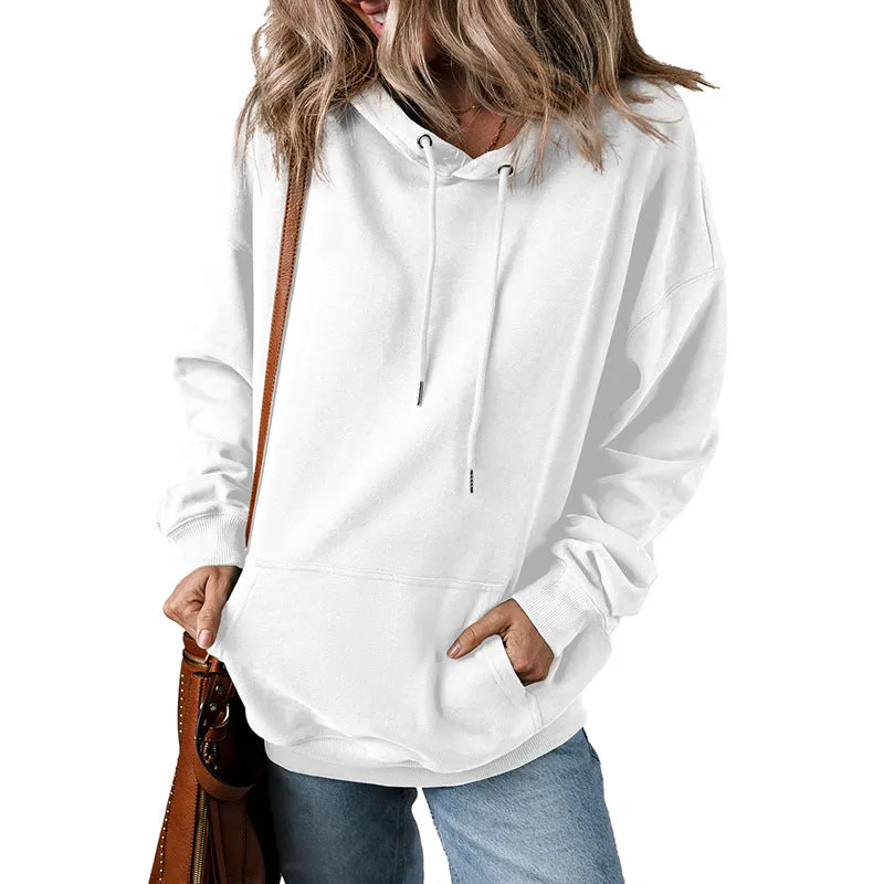 Solid Color Drawstring Hoodie