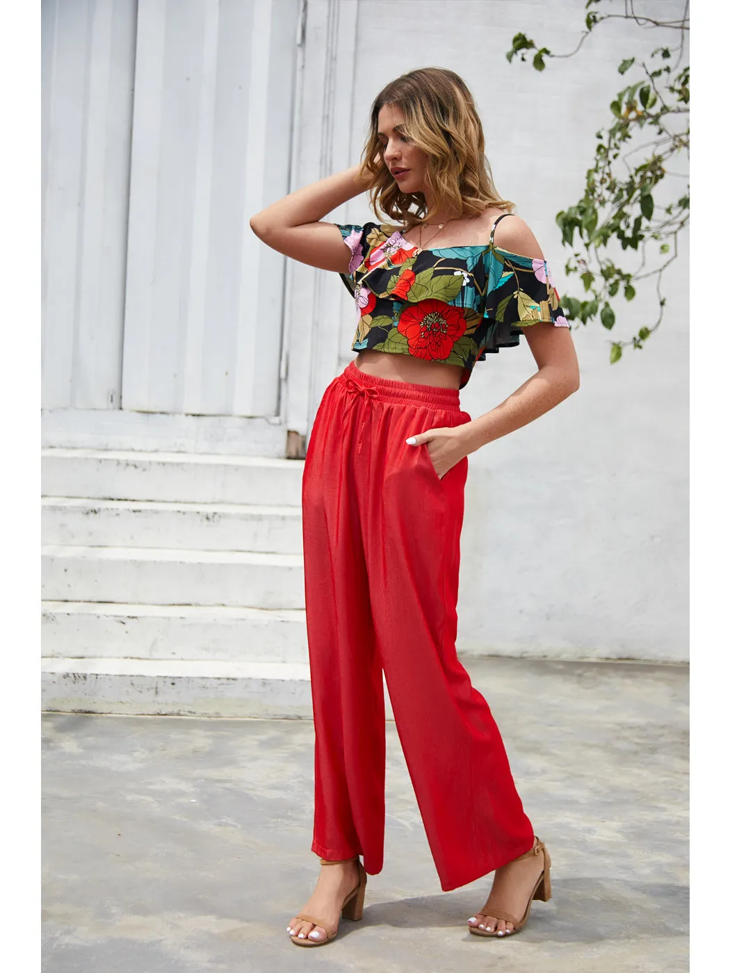 Solid Color Drawstring Pants
