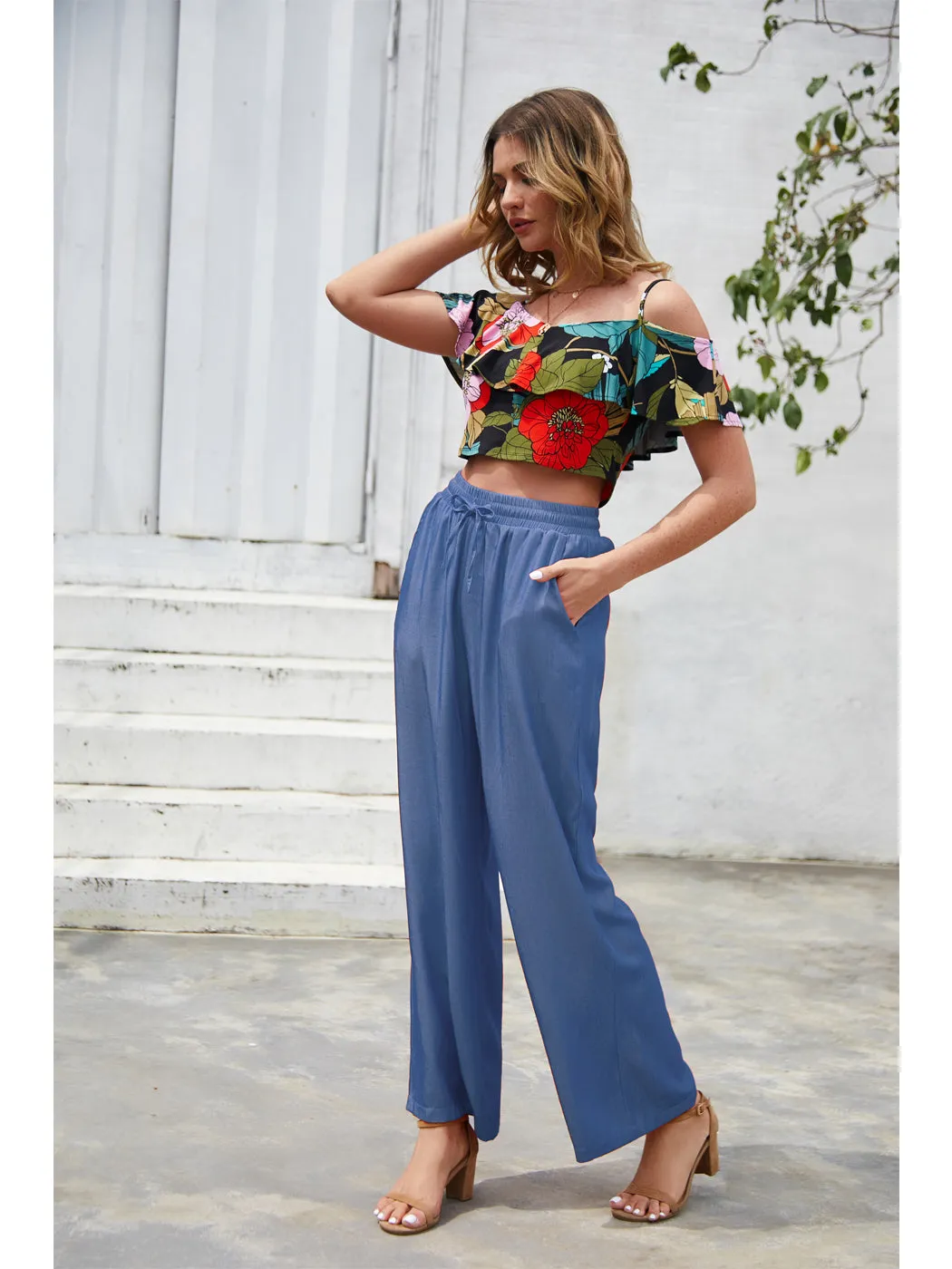 Solid Color Drawstring Pants