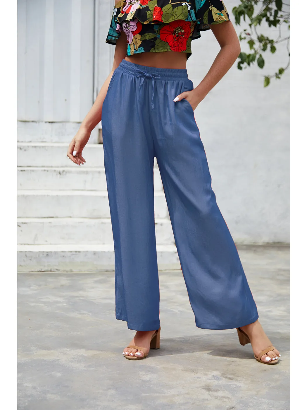 Solid Color Drawstring Pants