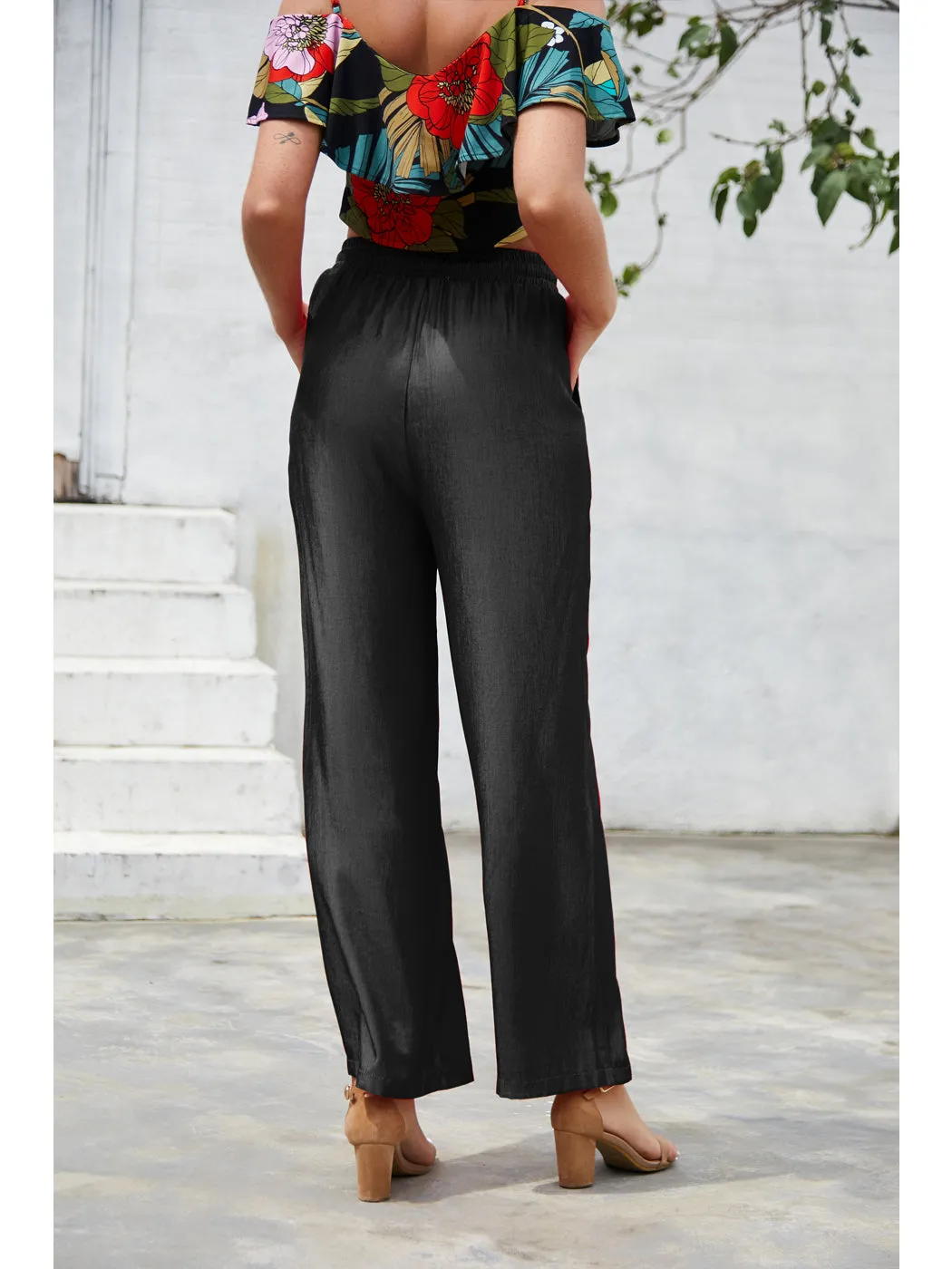 Solid Color Drawstring Pants