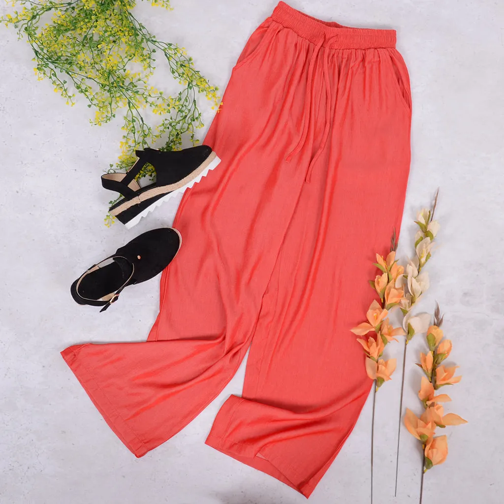 Solid Color Drawstring Pants