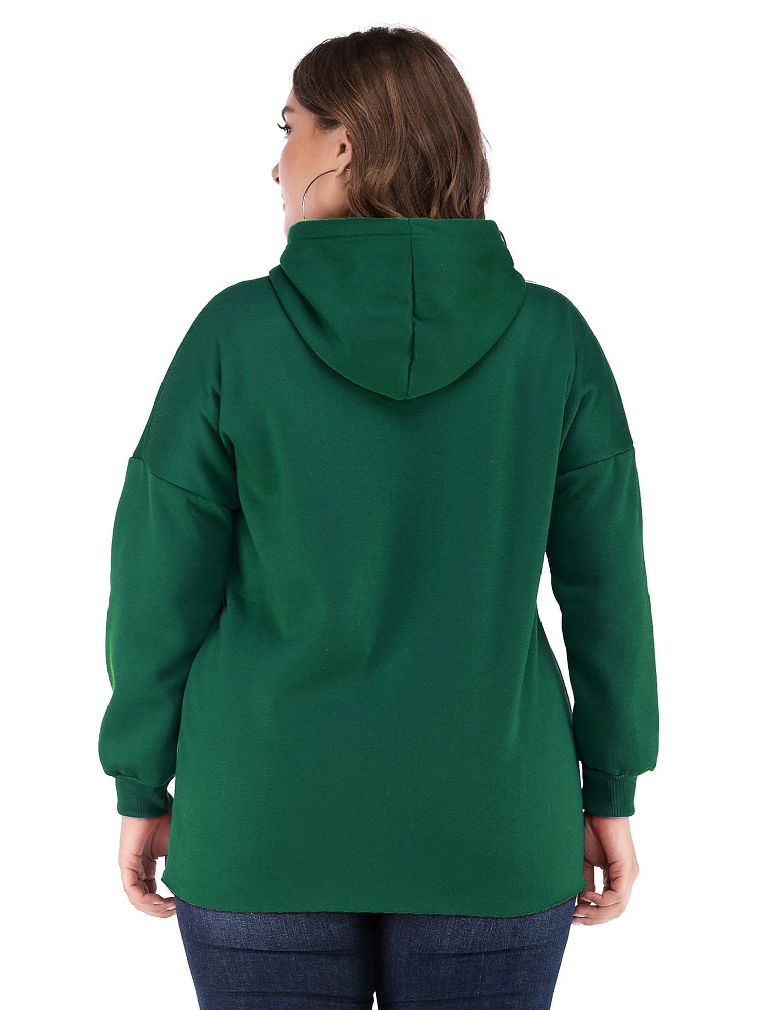 Solid Color Letter Printed Drawstring Hoodie