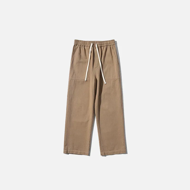 Solid Color Mid-waist Pants