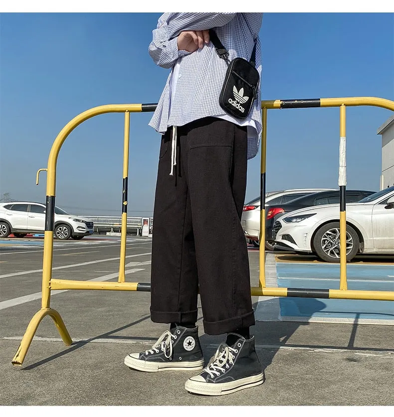 Solid Color Mid-waist Pants
