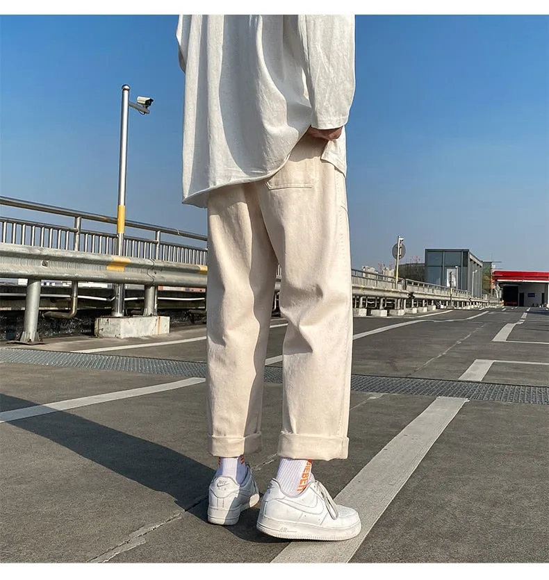 Solid Color Mid-waist Pants