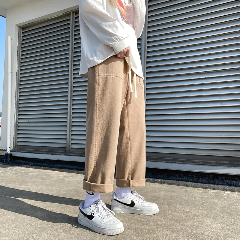 Solid Color Mid-waist Pants