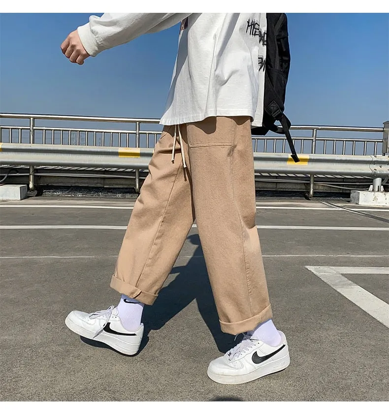 Solid Color Mid-waist Pants