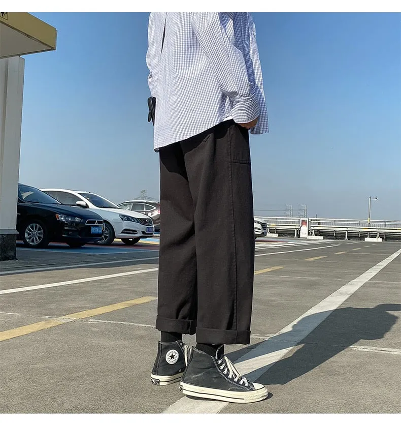 Solid Color Mid-waist Pants