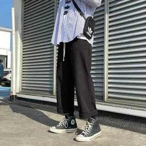 Solid Color Mid-waist Pants