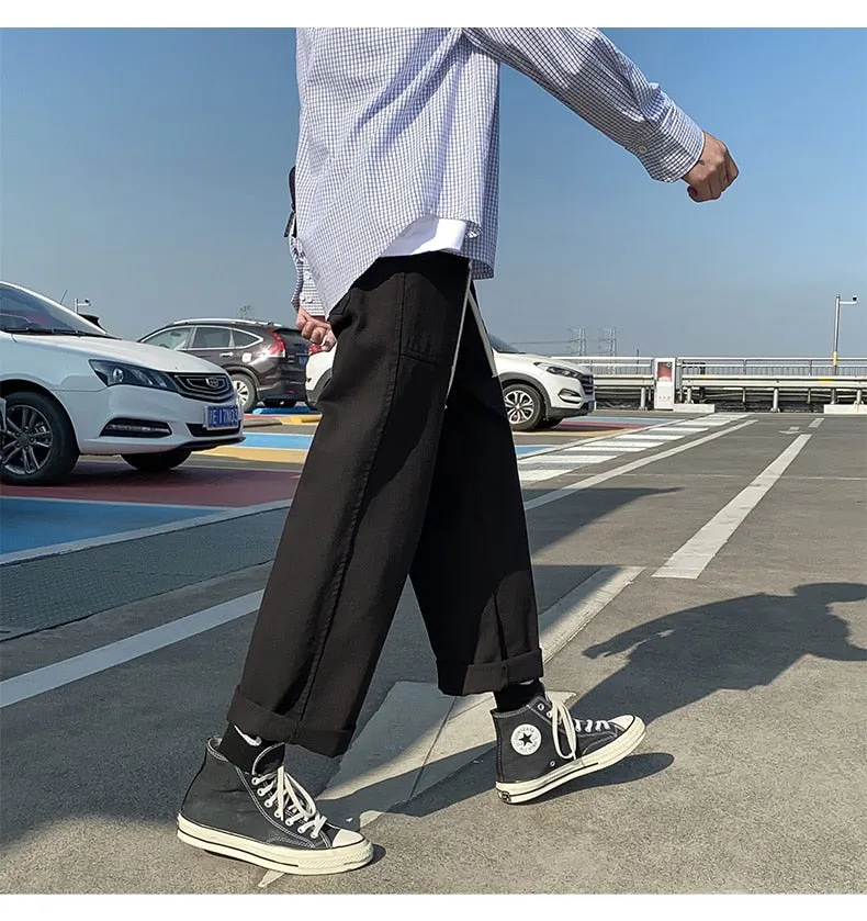 Solid Color Mid-waist Pants