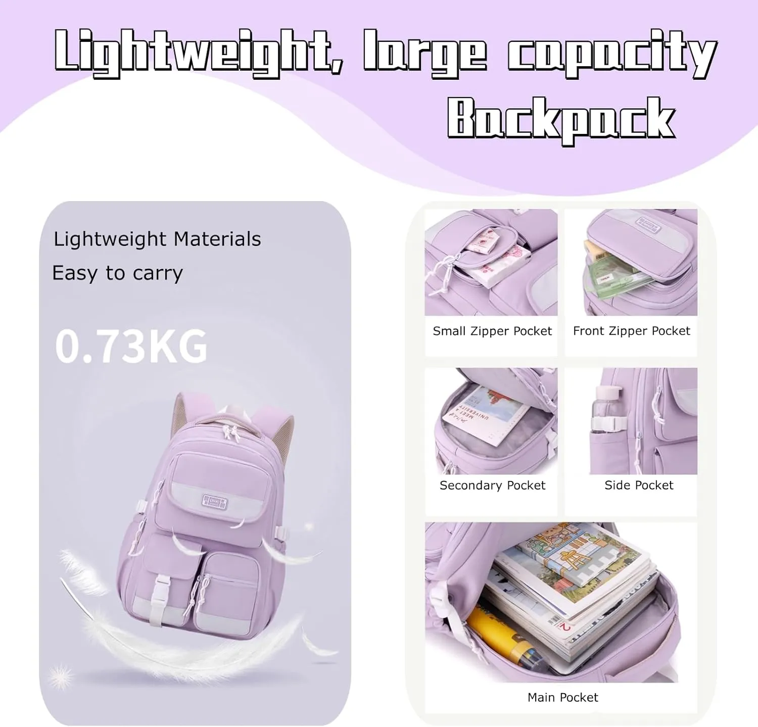 Solid Color Rolling Backpack for Girls Boys Cute Elementary school bag with wheels,Purple Trolley Bags for Travel
