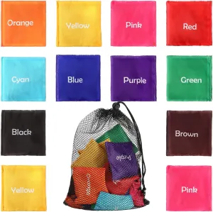 Sotiff 20 Pcs Mini Bean Bags for Tossing Educational Cornhole Bags Educational Learn Colors Toy Toss Game Toss Games for Outdoor Indoor Activities(Words)