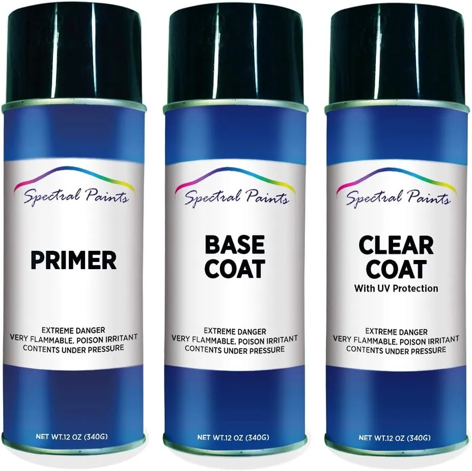 Spectral Paints Compatible/Replacement for Nissan KBL Gray Metallic Matte - Low Gloss - Aerosol Primer, Touch-Up Spray Paint & Clear